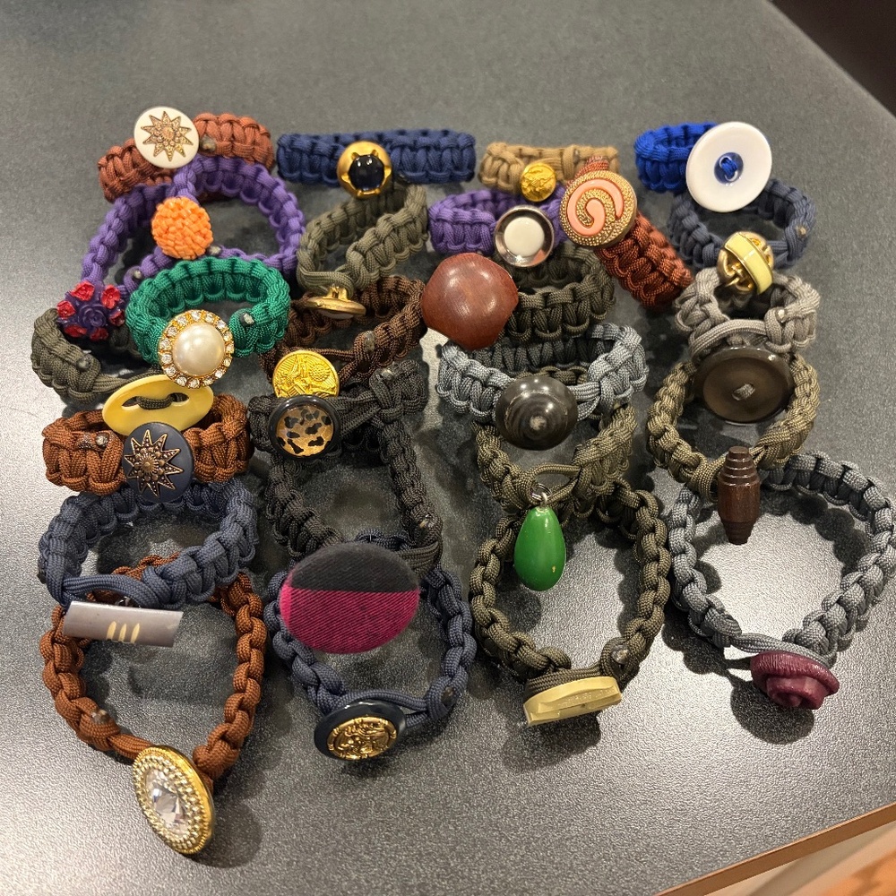 Paracord Bracelet Lot Vintage Buttons
